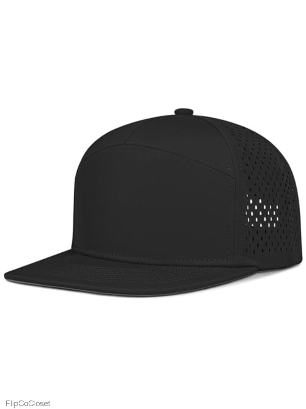 7 Panel Flat Brim Trucker Hat with Snapback for Running Golf Adjustable